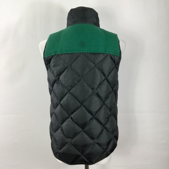 Lauren James Easton Vest Down Black Green Quilted Pockets Stand Up Collar Size M - Picture 8 of 15